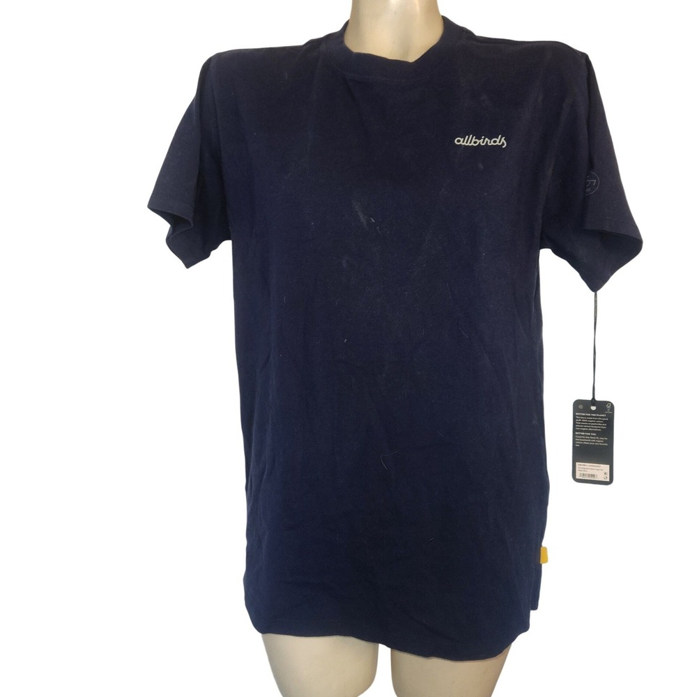 Allbirds NEW Womens Organic Cotton Short Sleeve Tee Navy Blue S Beach coastal